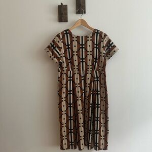 Geometric Patterned Brown and Black Dress